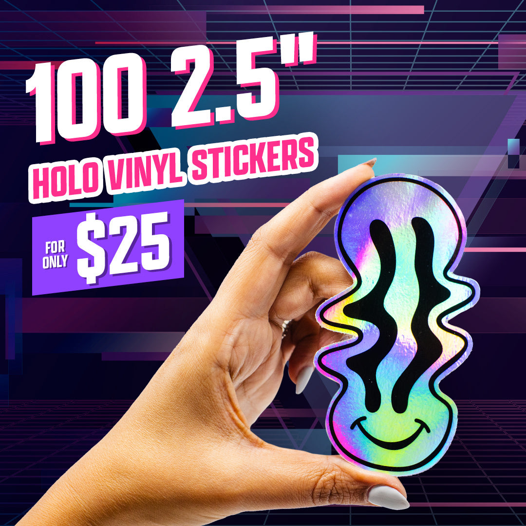 100 2.5" Custom Iridescent Holographic Stickers