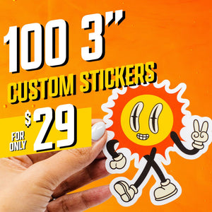 View detail for 100 3" Custom Vinyl Stickers - Standard product