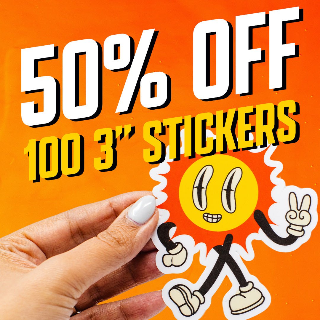 Custom Stickers 1003" for $29 Sunshine Graphic Red Orange White Black Yellow 50% off