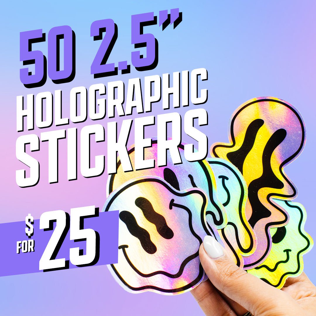 Iridescent Holographic Smiling Faces Stickers Rainbow Cartoon  50 decal promotion for $25