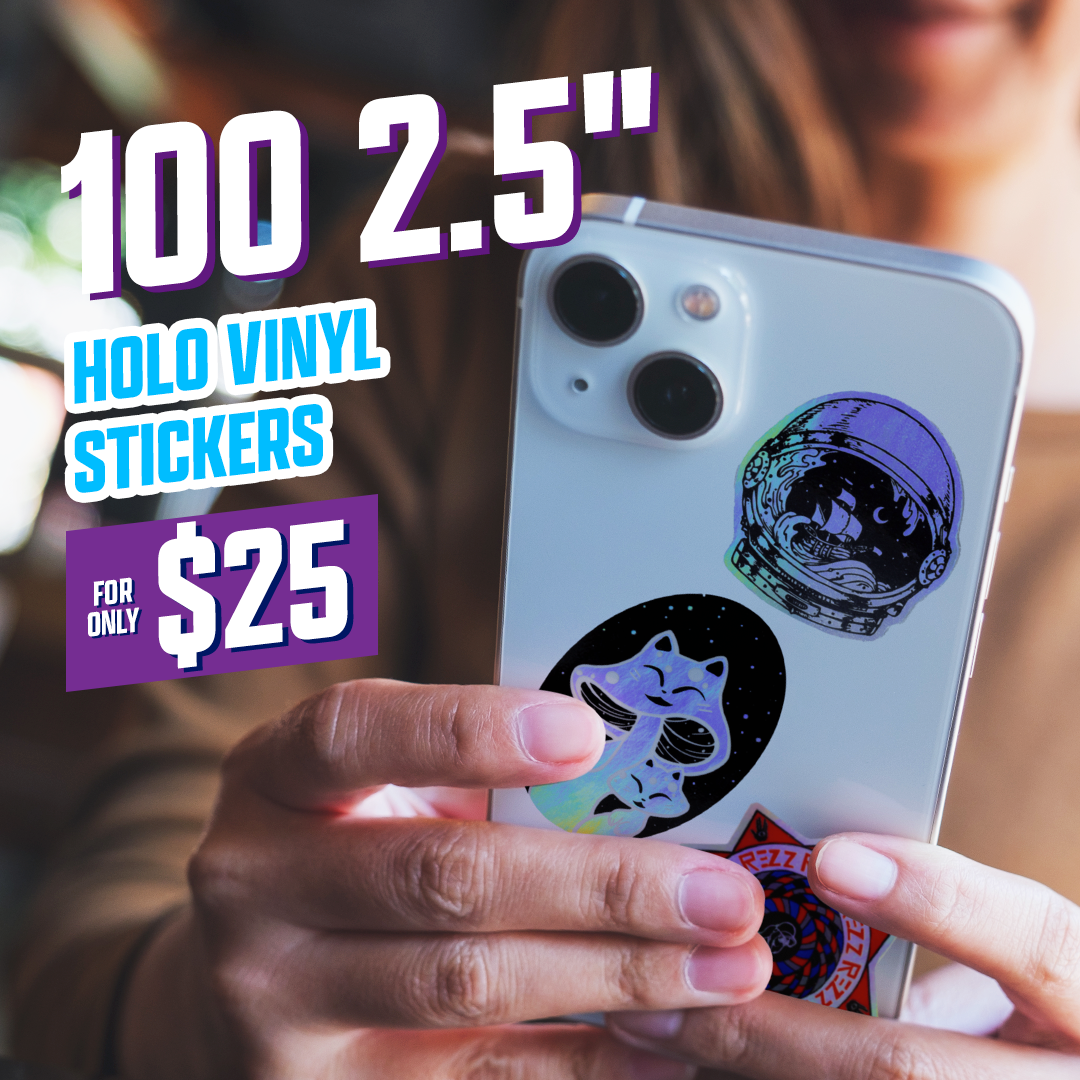 100 2.5" Custom Iridescent Holographic Stickers