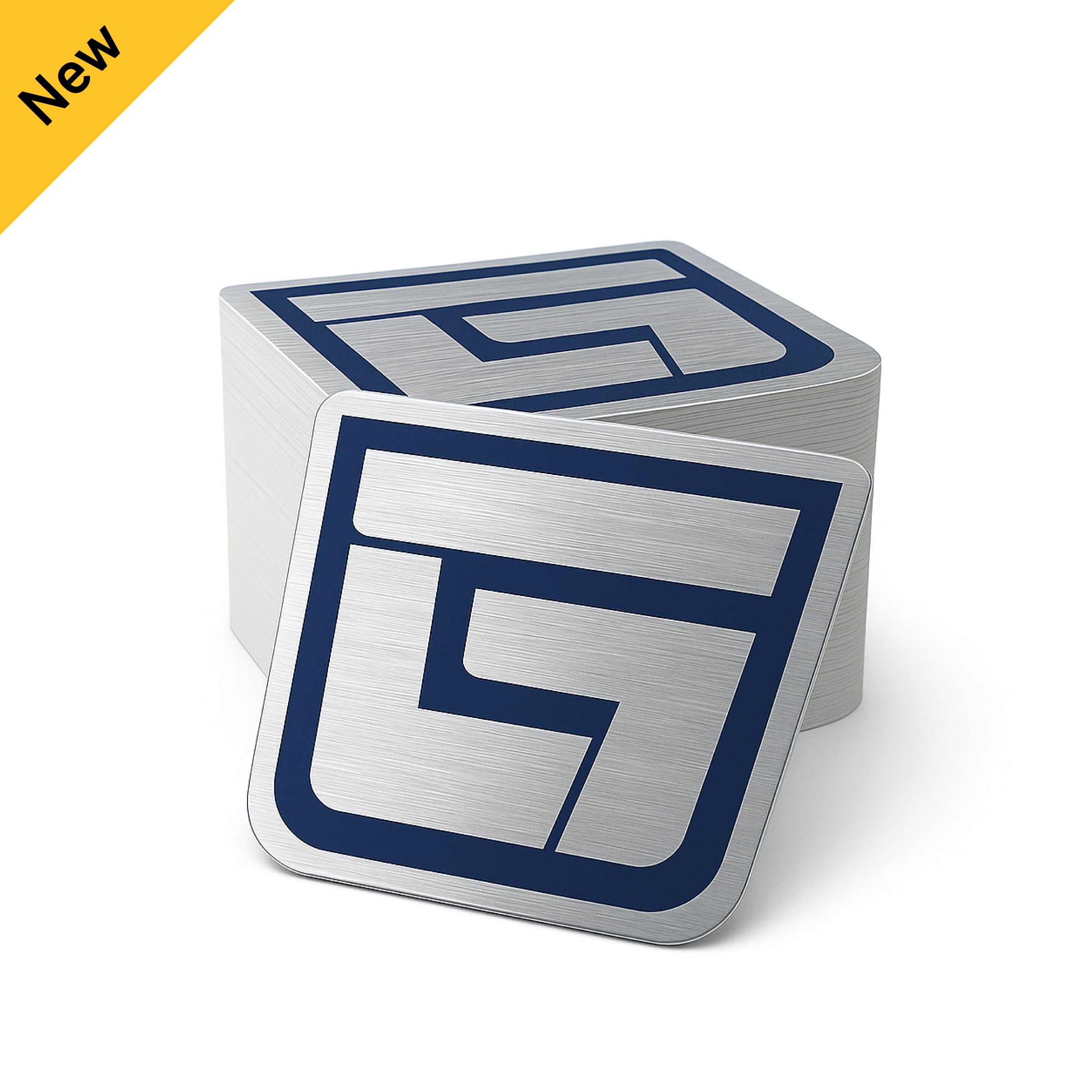 Brushed Aluminum Stickers with Blue G Logo silver metallic