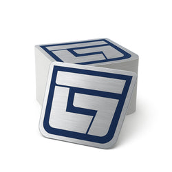 Brushed Aluminum Stickers with Blue G Logo silver metallic