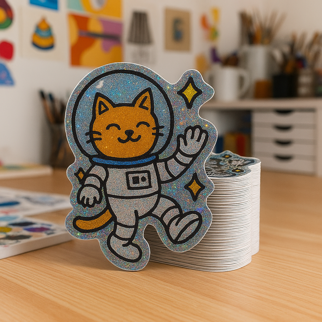 Cat astronaut pixie dust glitter sticker