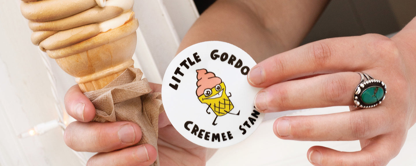 Little Gordo ice cream circle sticker
