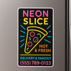A rectangular custom refrigerator magnet features the text 