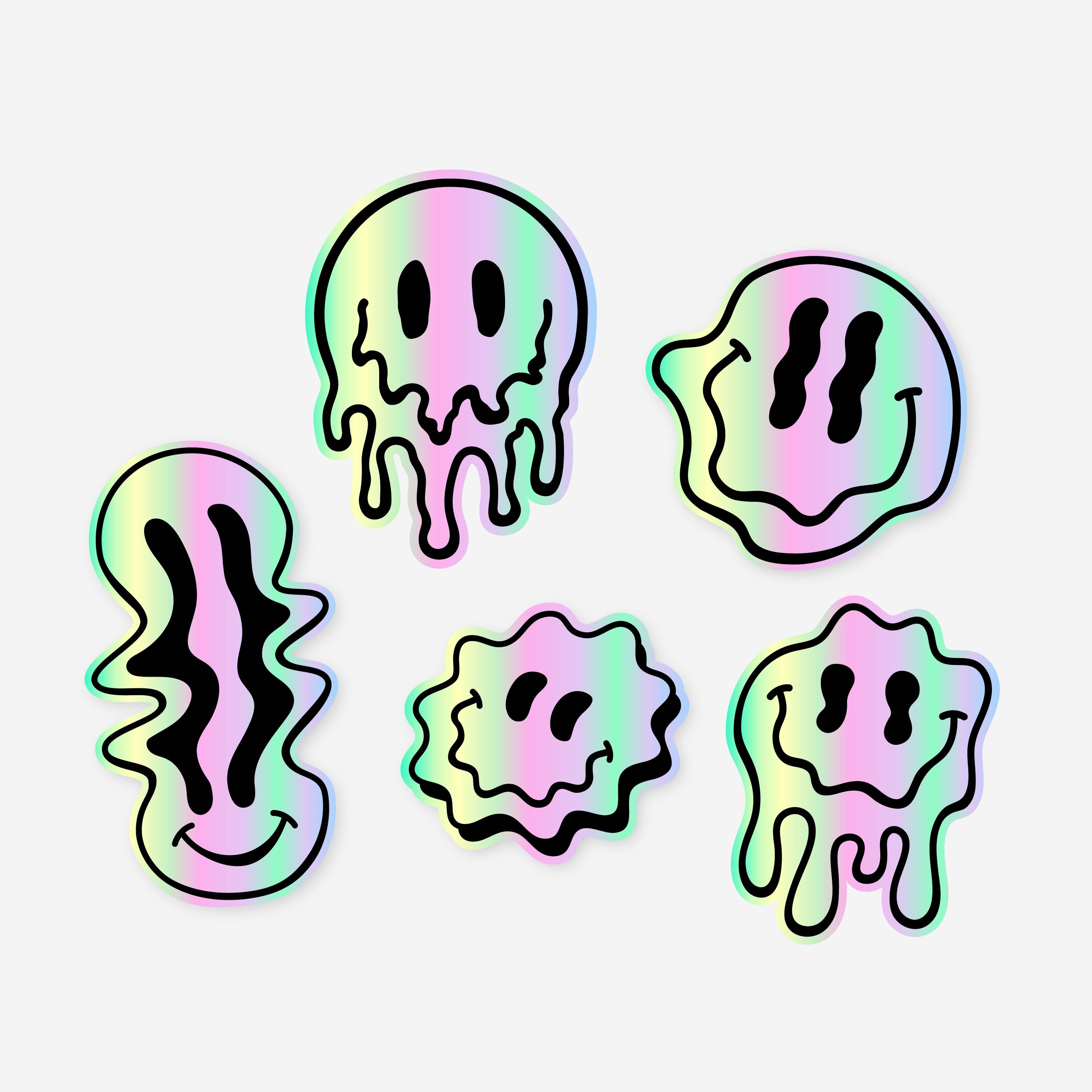 Holographic Smiling Faces Sticker Pack