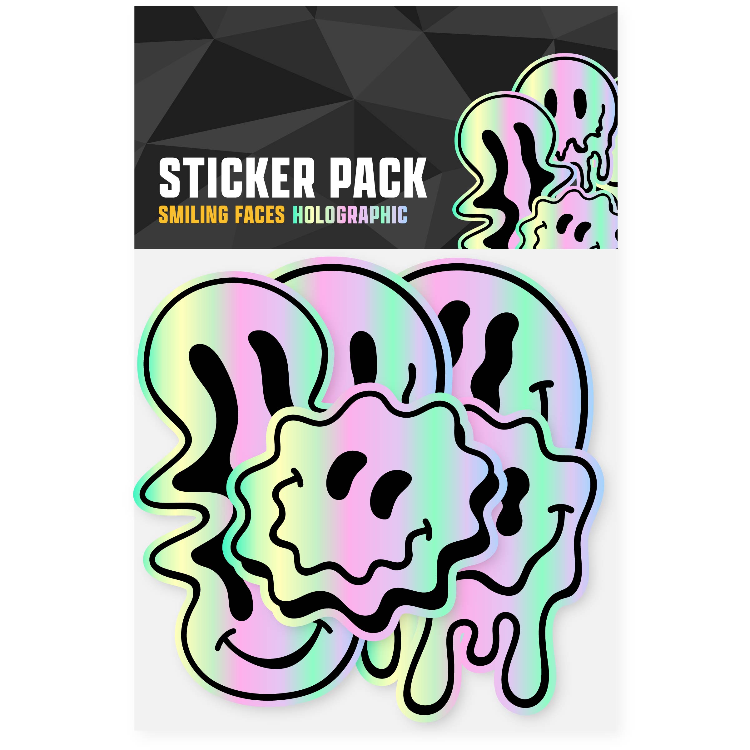 Holographic Smiling Faces Sticker Pack