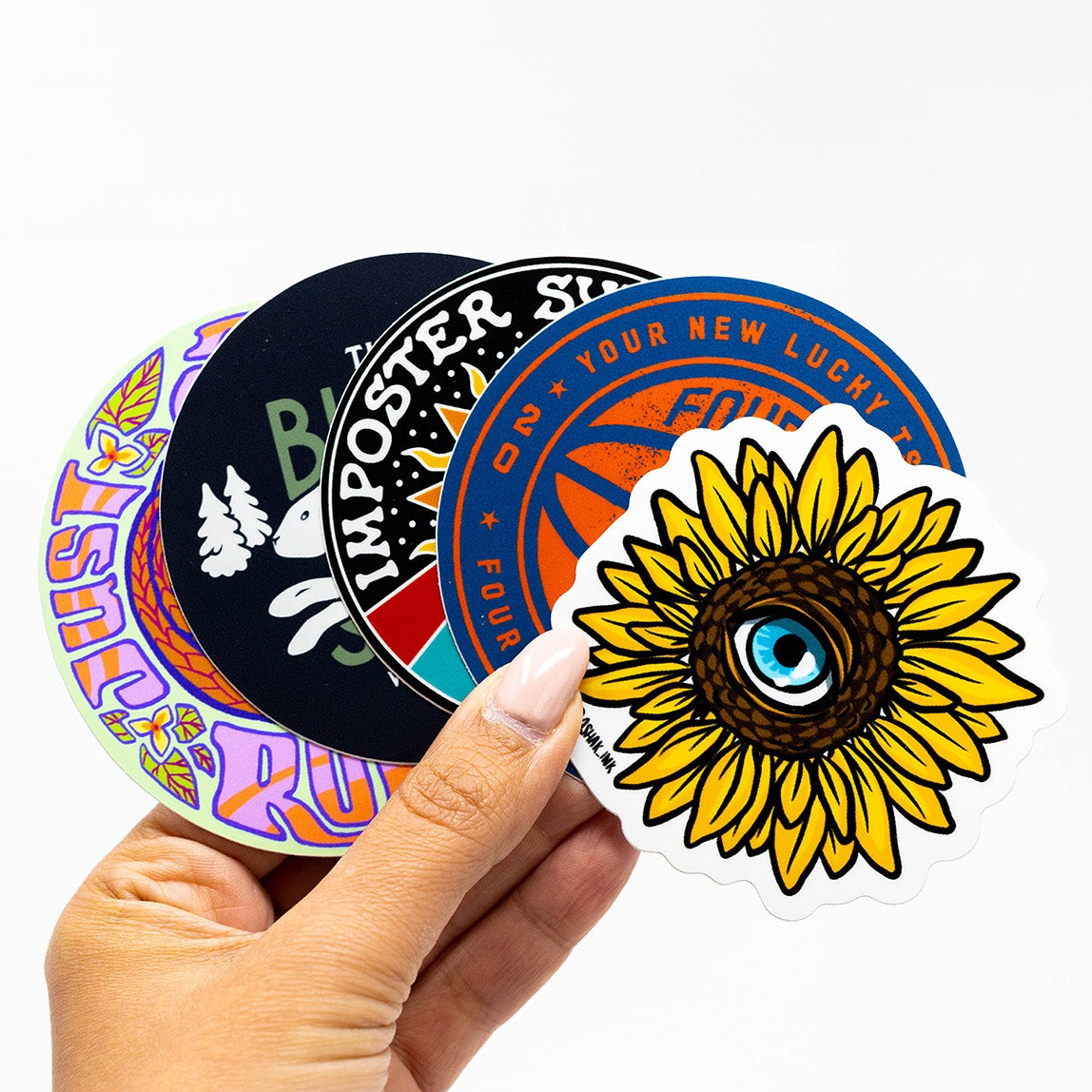 Custom Sticker Deal  100 for $25 Vinyl Sticky Brand Sunflower Eye Hand basketball yellow brown blue orange black mauve orange