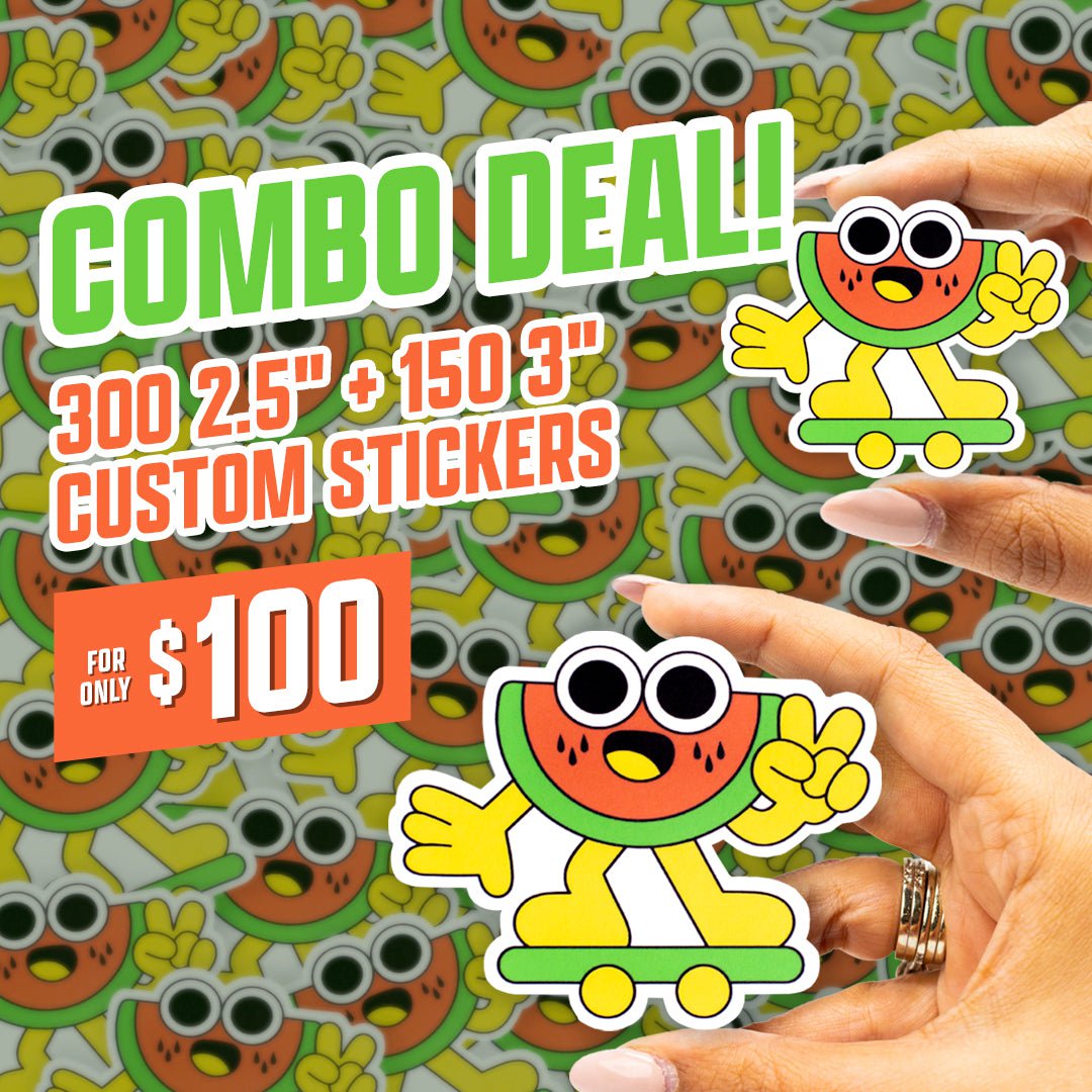 Combo Deal!! 300 2.5" + 150 3" + Free Shipping Only $100 Watermelon Skateboarding green red yellow hand with pink fingernails