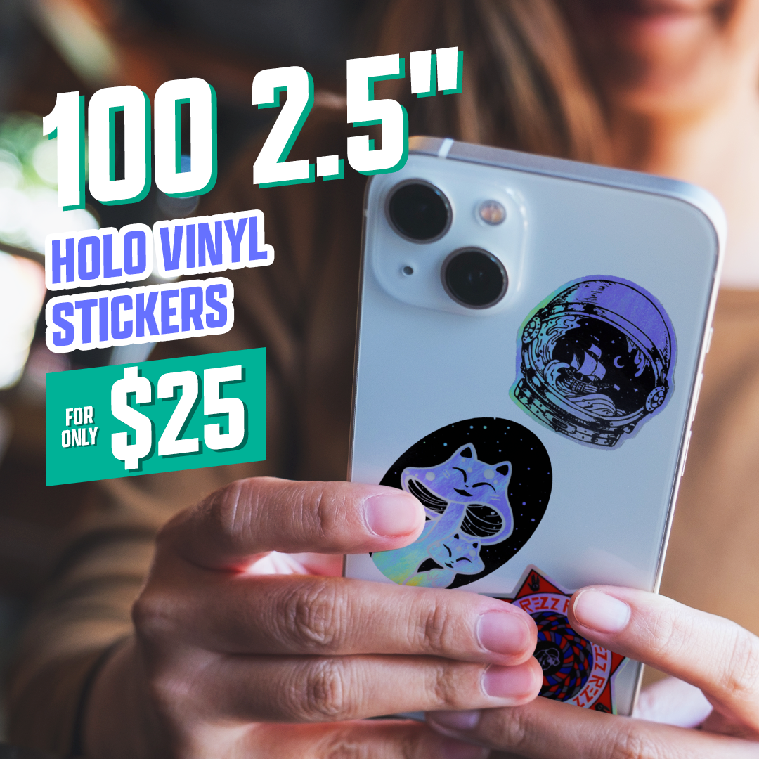 100 2.5" Custom Iridescent Holographic Stickers