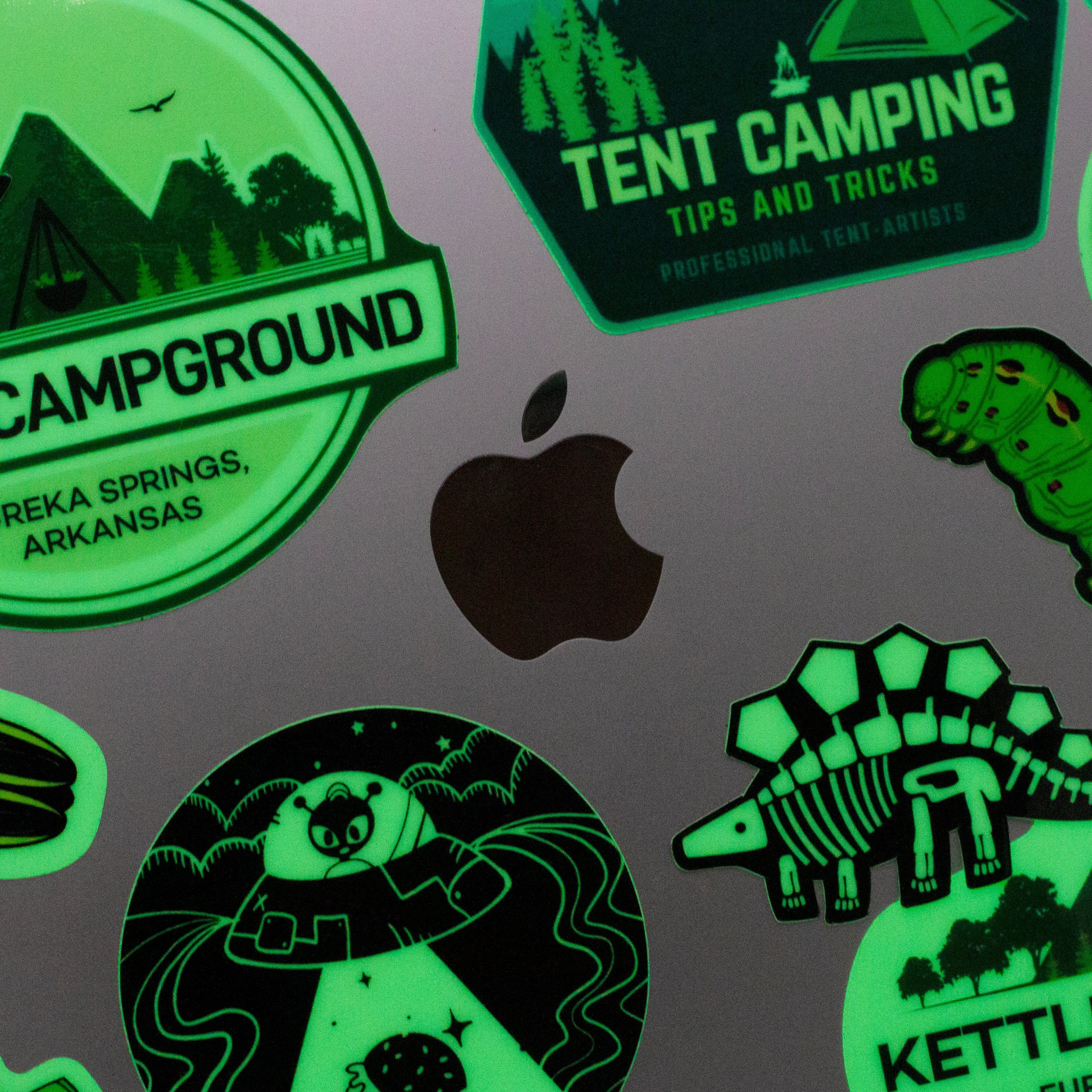 Custom glow in the dark stickers for a campground