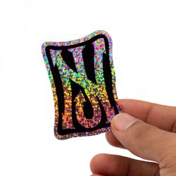 NJ Skate custom glitter holographic sticker