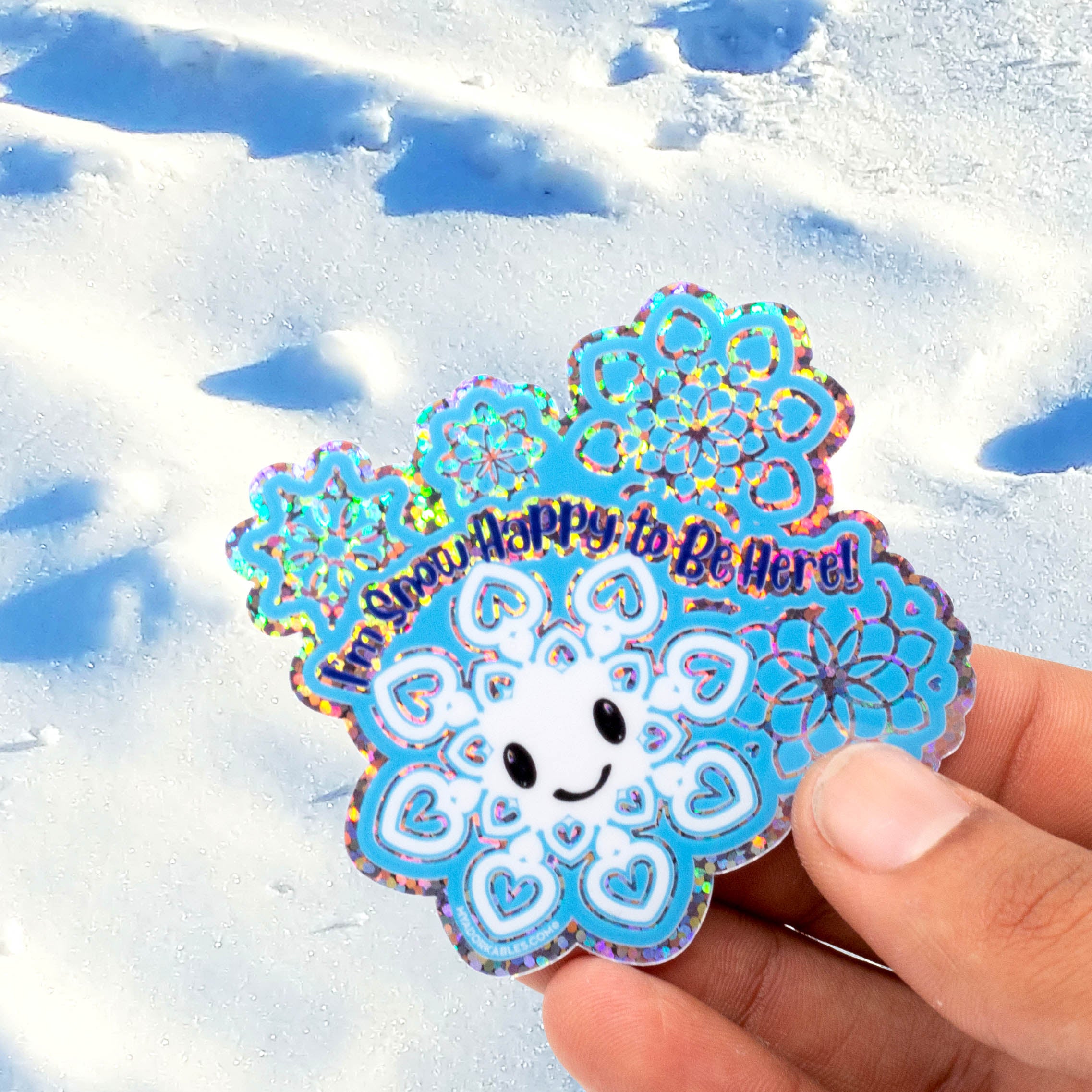 Festive snow snicker - glitter holographic sticker
