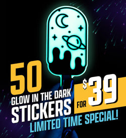 Custom glow in the dark stickers promotional graphic