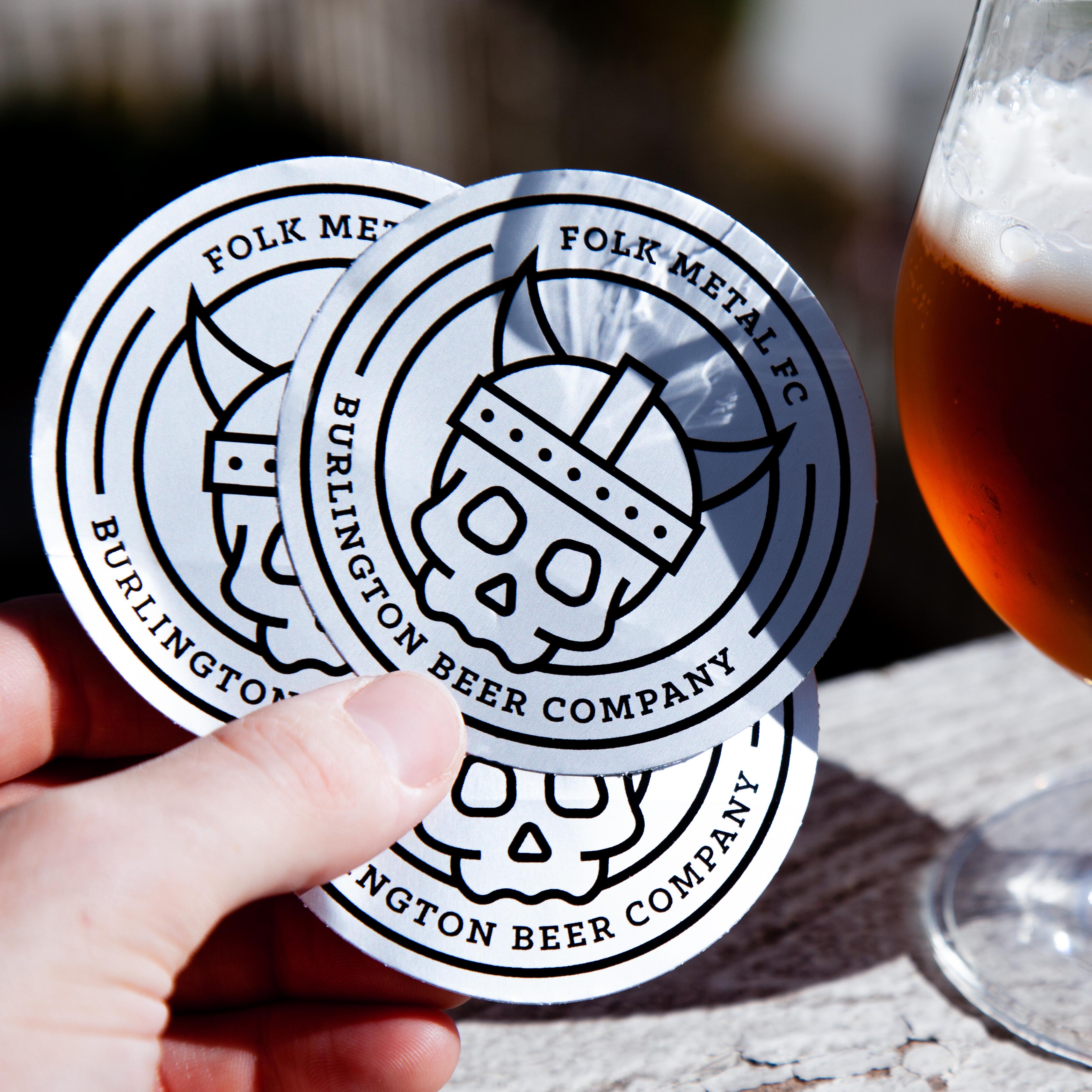 Burlington Beer Company custom metallic logo stickers