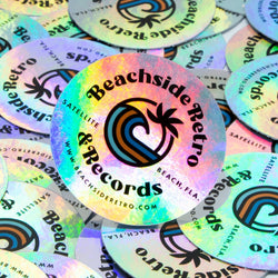 Beachside Retro Records holographic stickers