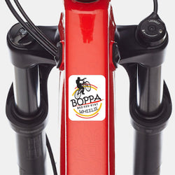 Custom bike shop sticker on a air pump