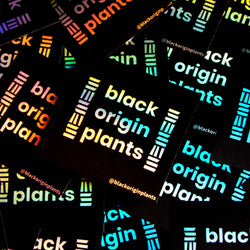 Black Origin Plants holographic stickers in various colors
