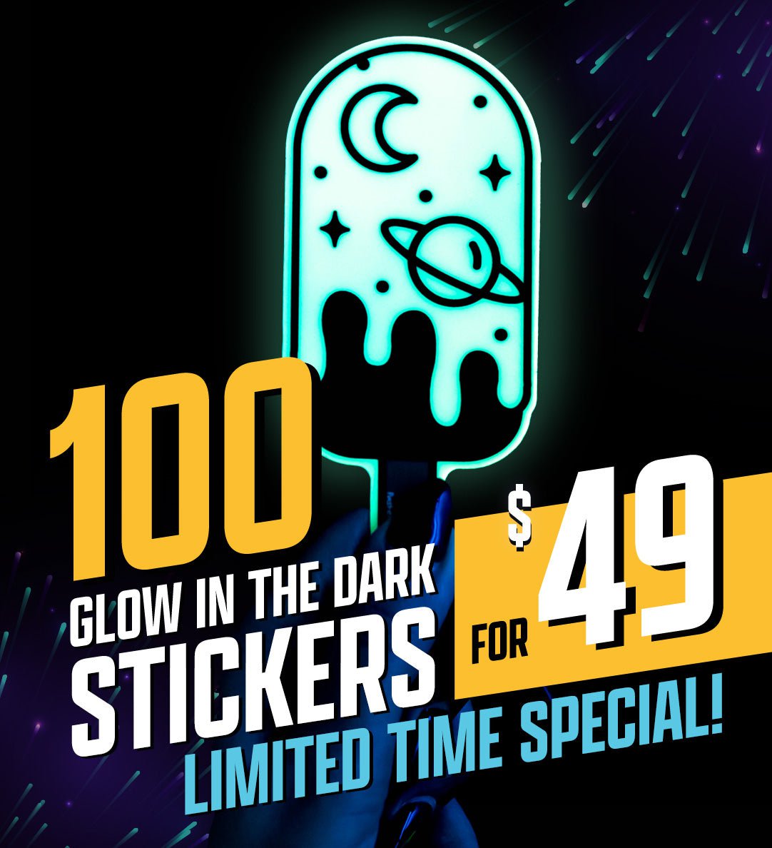 Custom 2.5 Glow In The Dark Stickers - Sticky Brand