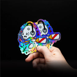 2 unique custom iridescent holographic stickers