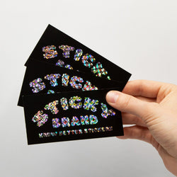 Sticky Brand prismatic holographic logo stickers