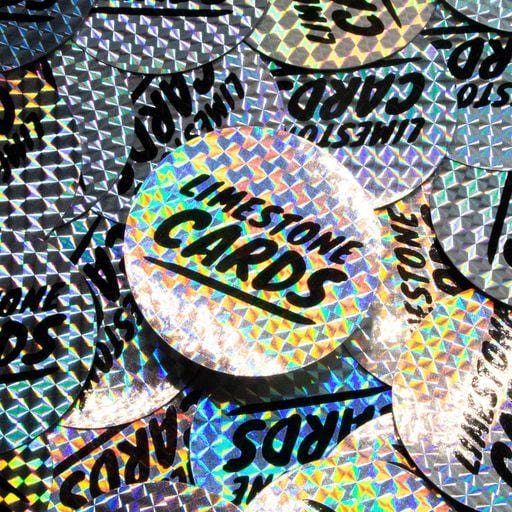 Limestone Cards custom prismatic holographic stickers